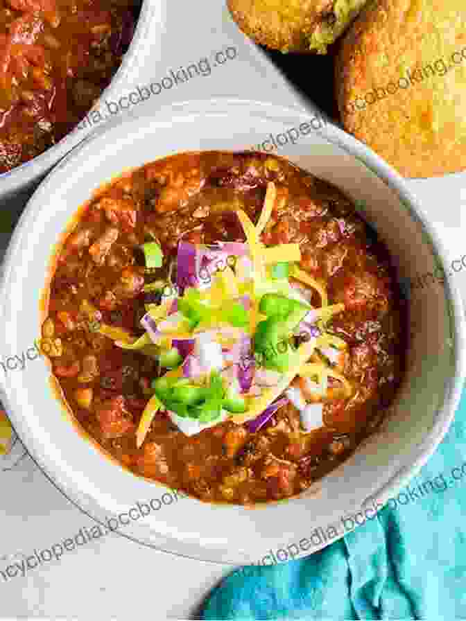 A Comforting Bowl Of Homemade Chili, Featuring A Rich Broth, Tender Beans, And Savory Ground Beef. Comfort Food Cooking For Two :Fancy Celebration Meals Appear Along With Down Home Comfort Food All Accompanied By Sharp Image