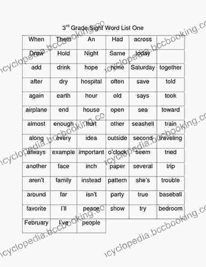 Image Of The Vocabulary List Of 41 Sight Words For 3rd Grade Book Third Grade Sight Word Flash Cards: A Vocabulary List Of 41 Sight Words For 3rd Grade (Teach Your Child To Read 5)