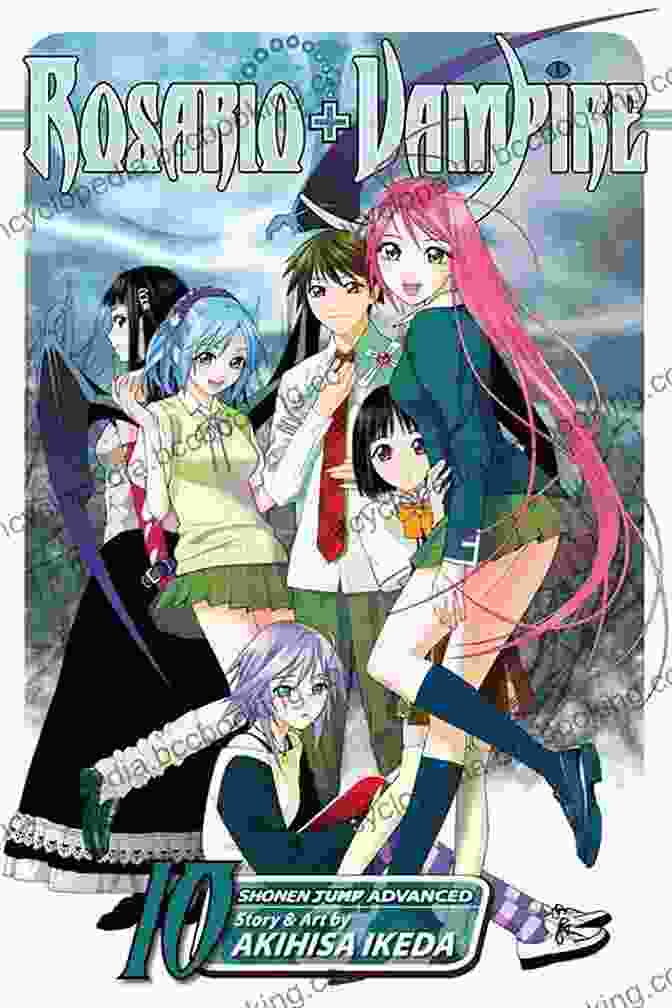 Rosario Vampire Vol. 10 Manga Cover Featuring Tsukune Aono And Moka Akashiya Against A Backdrop Of A Shattered Mirror Rosario+Vampire Vol 10: Lesson Ten: Magic Mirror